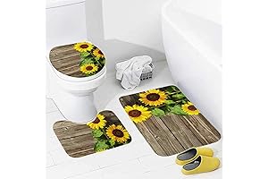 My Little Nest Embroidered 3 Piece Sunflower Bathroom Rug