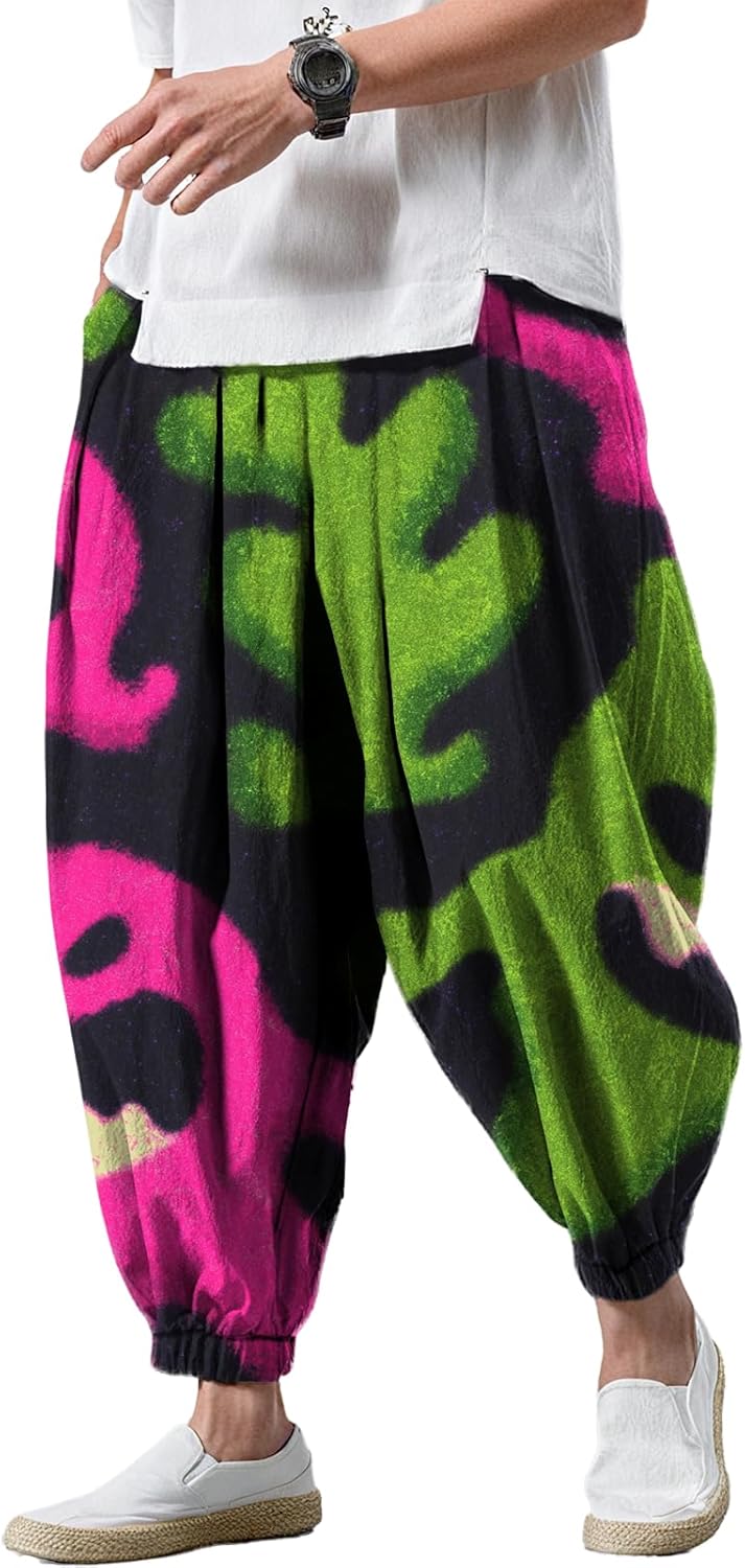 Relax Wide Leg Pants Hippy Boho Pants Men Hip Hop Street Casual Sports Trousers for Men Plus Size 2025 Baggy