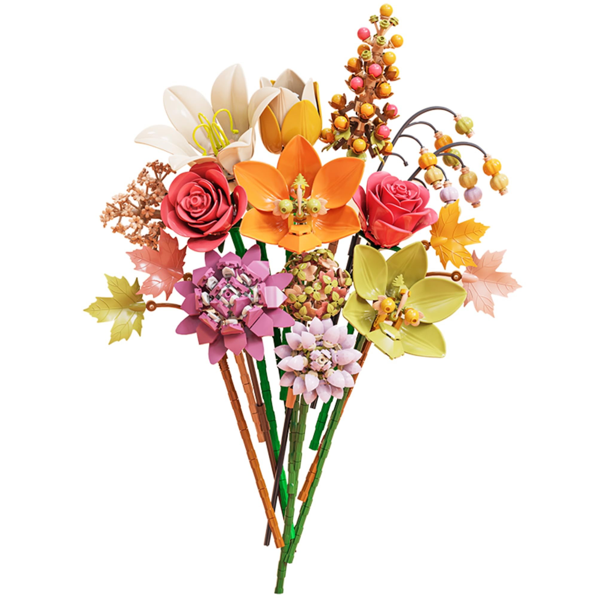 SKY LINE OCEAN Bouquet Flower Building Blocks Set (813+ PCS) | Artificial Floral Arrangement DIY Model Kit | Botanical Home & Office Décor Gift | 5 Year Structural Warranty-image-26