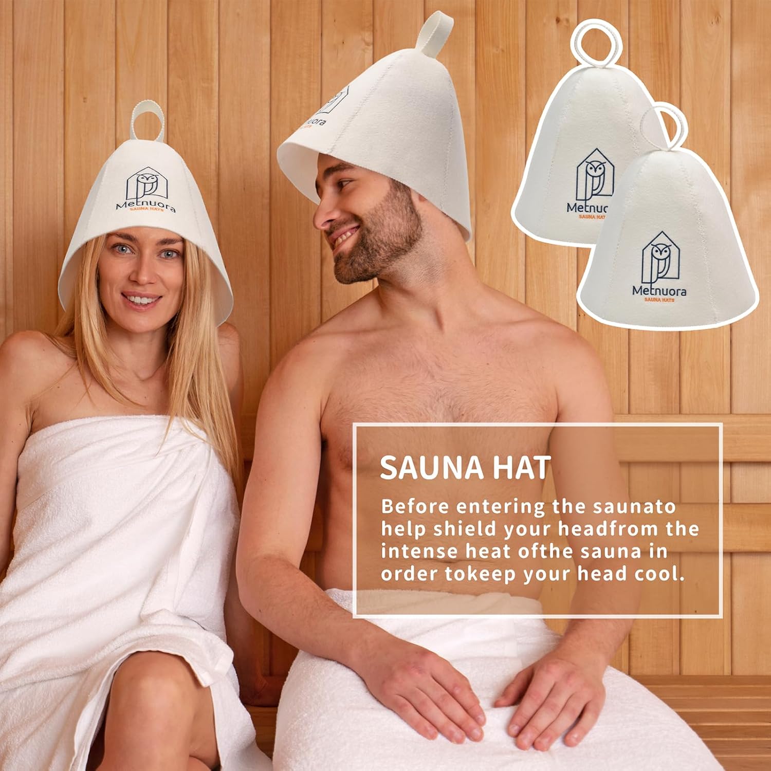 Sauna Hat 2-Pack, Wool Sauna Hat for Women and Men Russian Banya Cap - Ultra Soft, Breathable for Bath Sauna Accessories White - Image 7