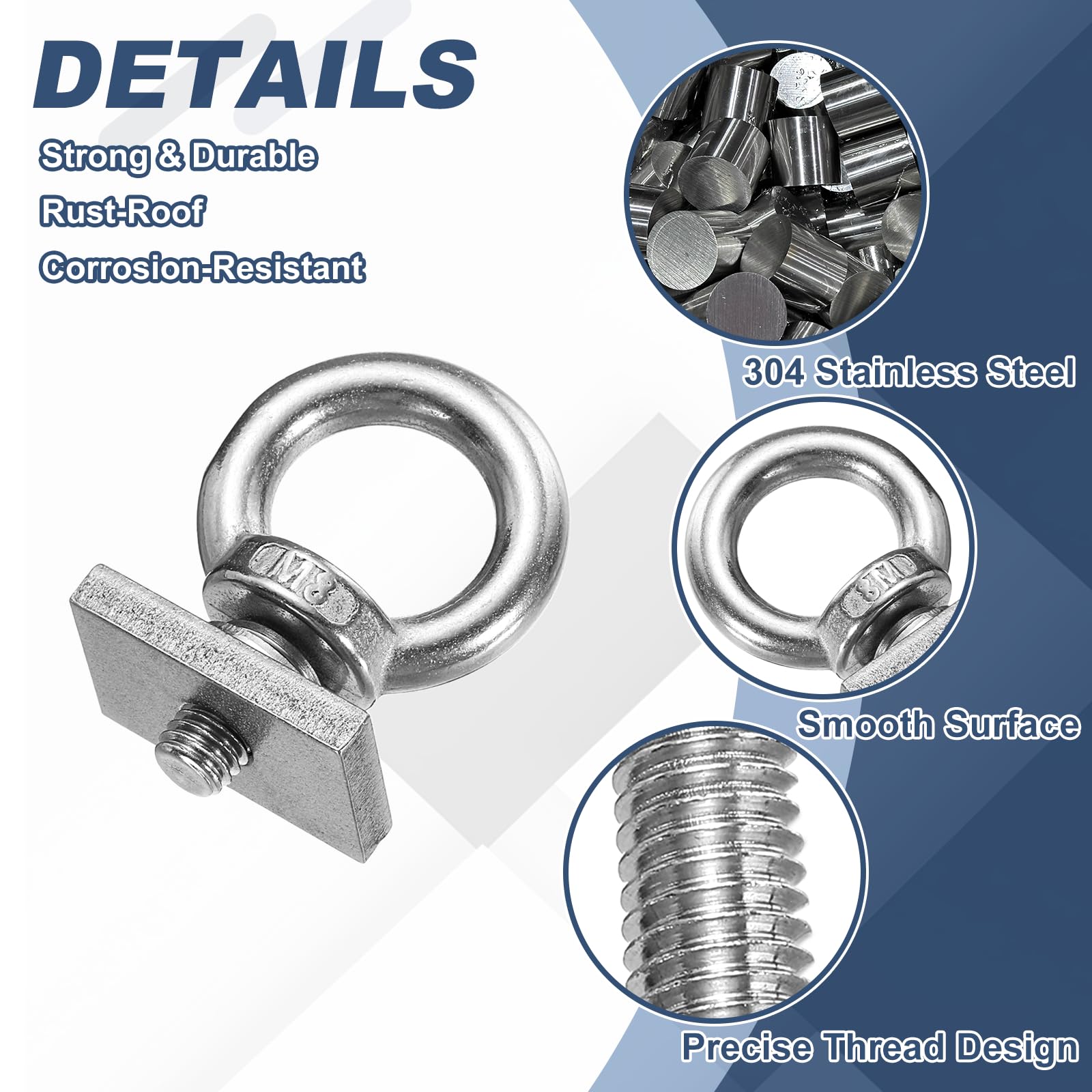 PATIKIL M8 x 15mm Eye Bolt Set - Image 3