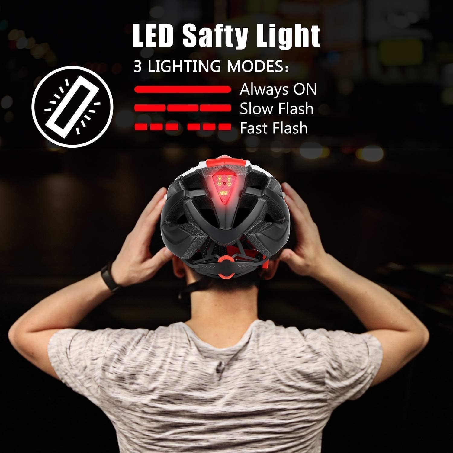 Casco da Bici da Uomo, KINGLEAD Casco da Bici con Luce Casco da Adulto con Visiera Magnetica Casco da Bici MTB, Casco da Bici da Strada Leggero Regolabile (KL-19)