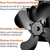 CWLAKON Mágneses Kályha Ventilátor Hőmérővel, Áramszükséglet Nélküli Kandallóventilátor 6