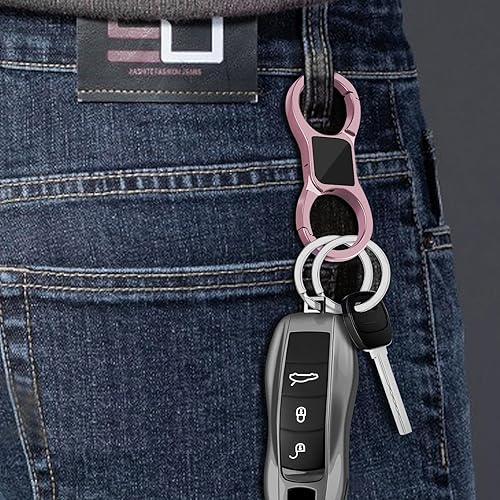 Miniatura 6 de Idakekiy Llavero de liberación rápida con resorte con 4 llaveros, llavero de coche resistente organizador para hombres y mujeres