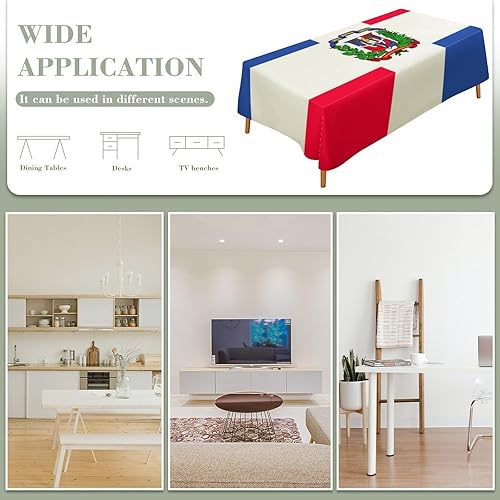 Miniatura 3 de Mantel rectangular con bandera de República Dominicana, mantel de lino para decoración de mesa de comedor de granja para cocina, campamento
