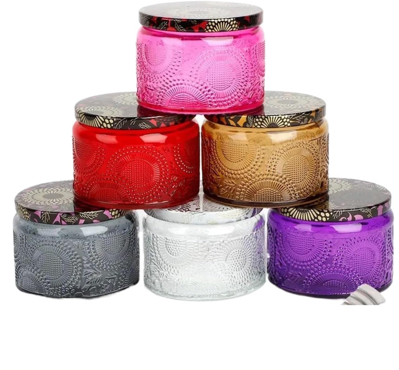 GETSTREE Candle Tins with Lids,6pcs Aromatherapy Making Bottle Jar with Lid Glass Empty Wax Candlestick Cup