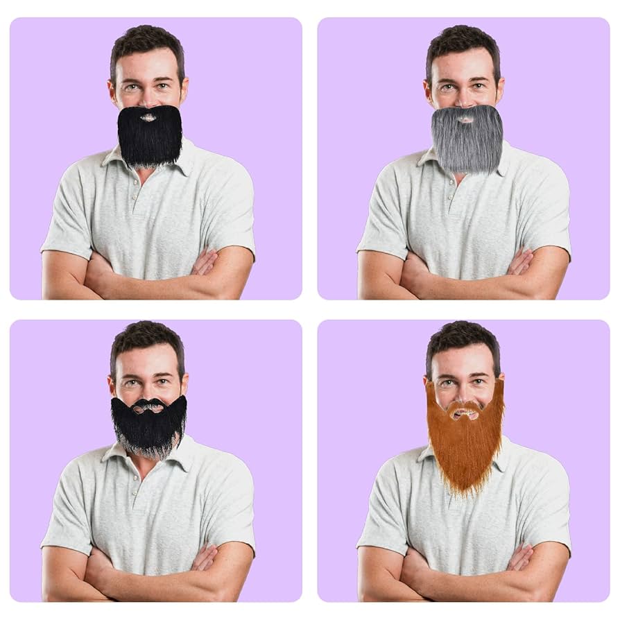 Lusofie 6PCS Fake Beards Funny Fake Mustache Adjustable Costume Beard With Elastic