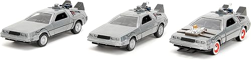 Miniatura 3 de Jada Back to The Future 1:32 Time Machine Paquete de 3 autos fundidos a presión, juguetes para niños y adultos