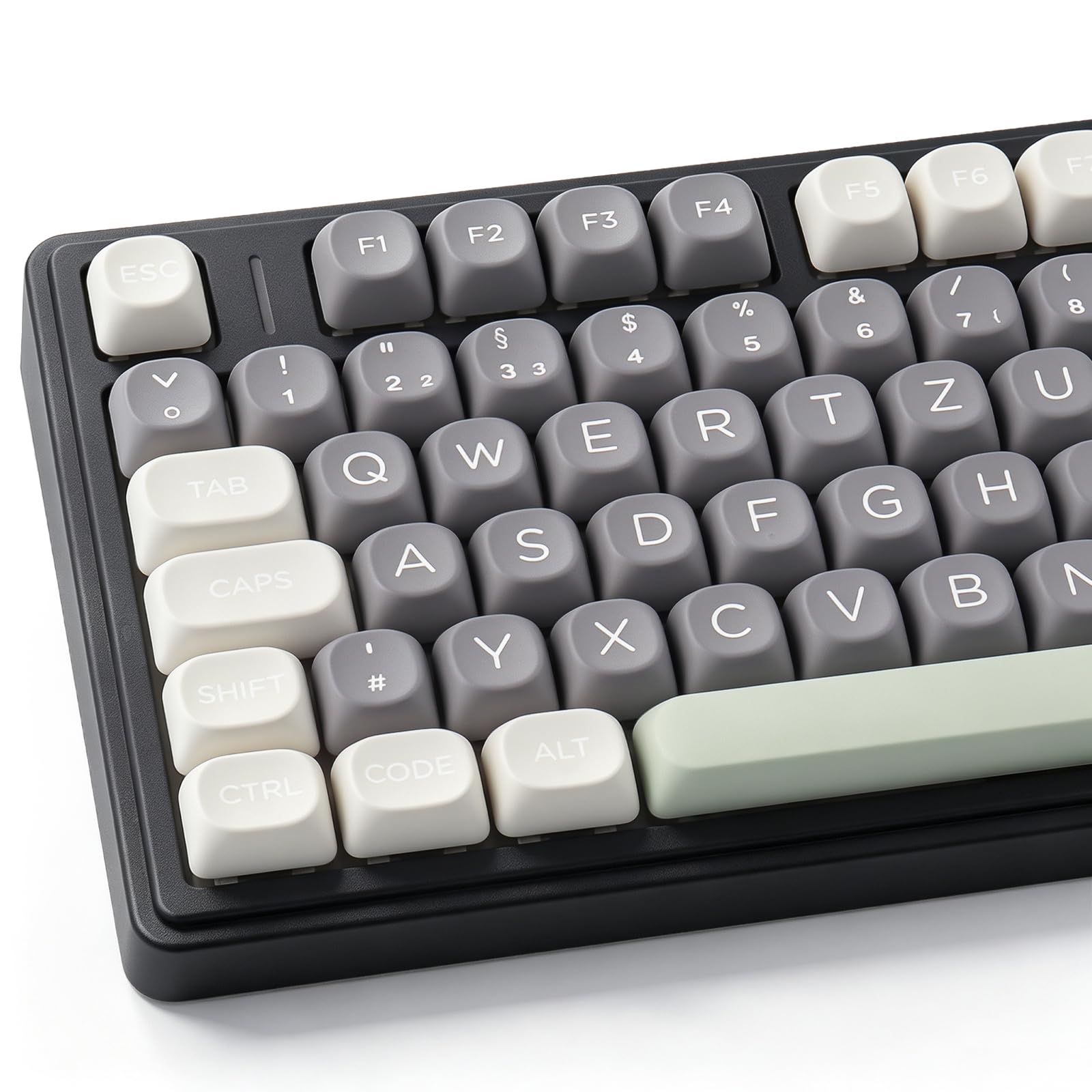 PBT Touches allemandes 131 touches Double Shot Profil MOA Minimaliste Rétro Blanc Gris Vert Touches personnalisées pour Cherry MX Switch ISO QWERTZ Clavier mécanique