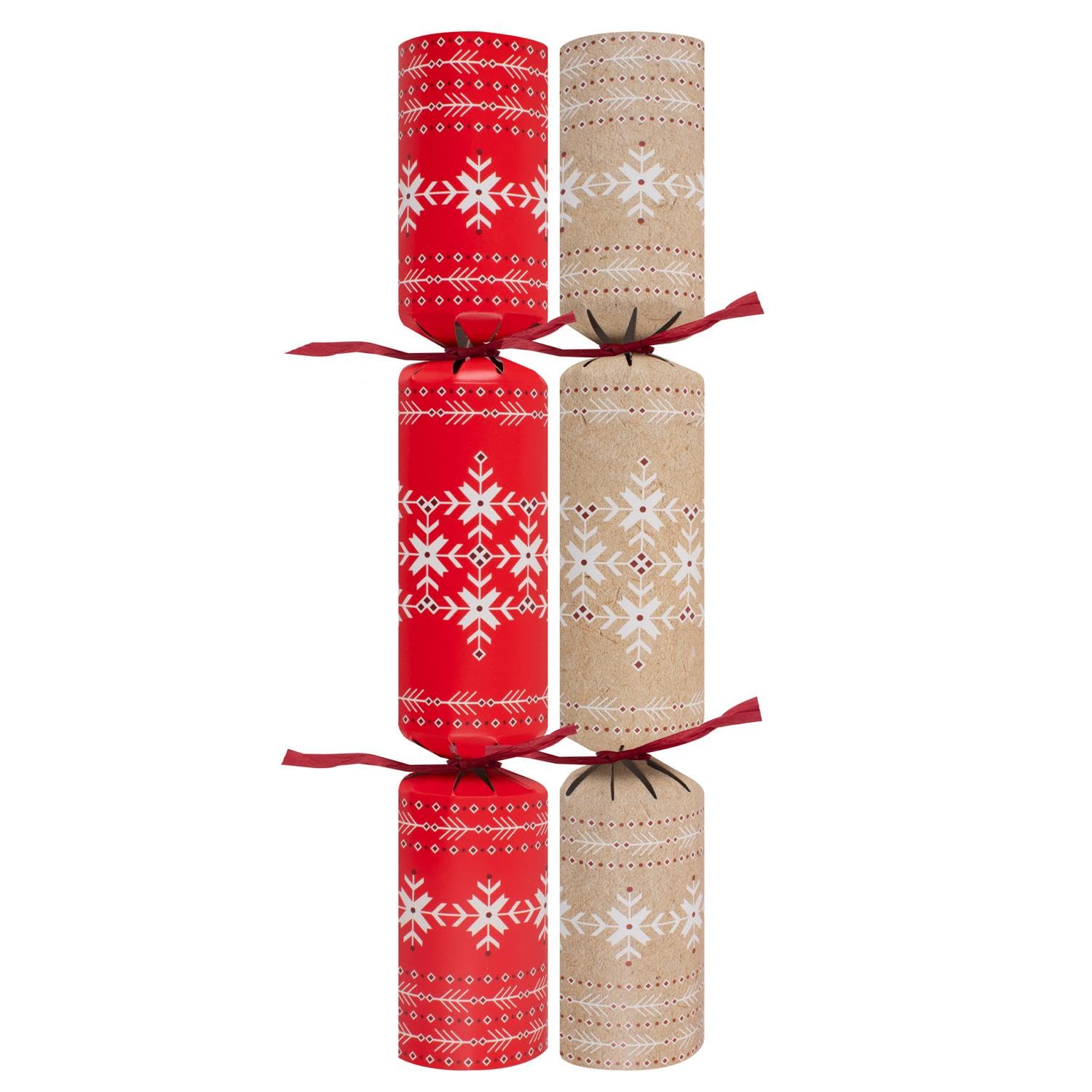 Yöl Red Box Of 50 Snowflake Christmas Crackers Bulk Catering Party Celebration 12" Xmas Restaurant School Hotel