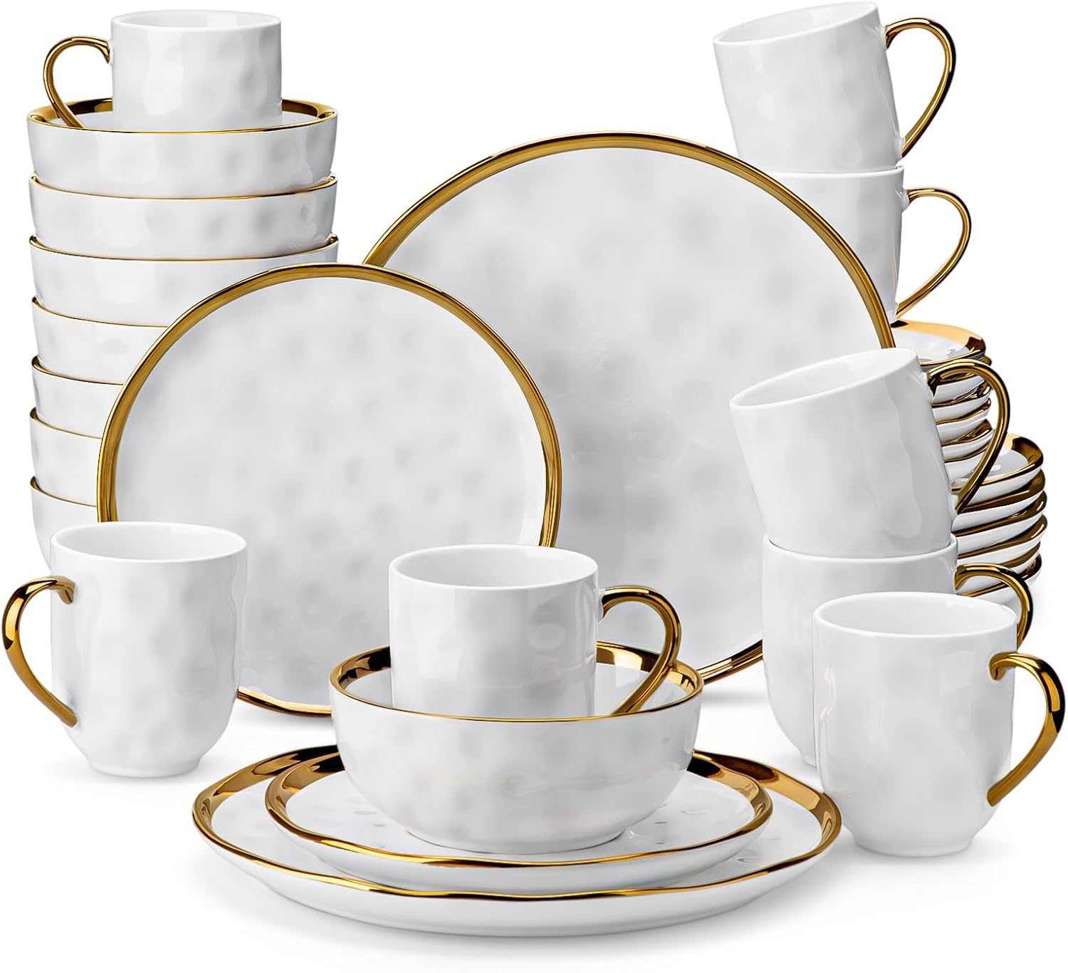 LOVECASA 32 Piece Dinner Set, Stoneware Dish Set for 8, Kitchen Plates
