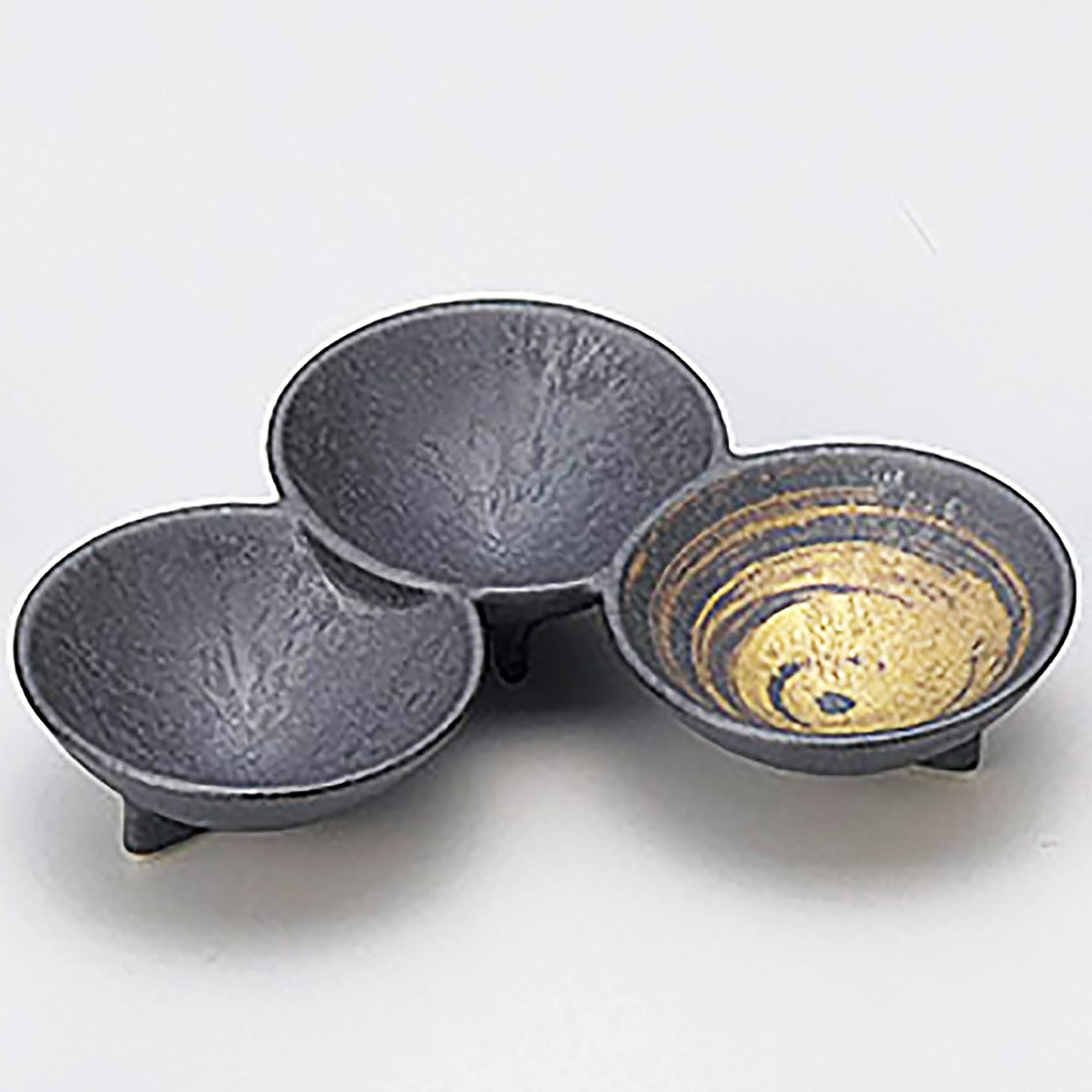 Amazon.co.jp: 有田焼 陶悦窯 仕切り皿 小皿 小鉢 黒 三組小付 14cm 晶