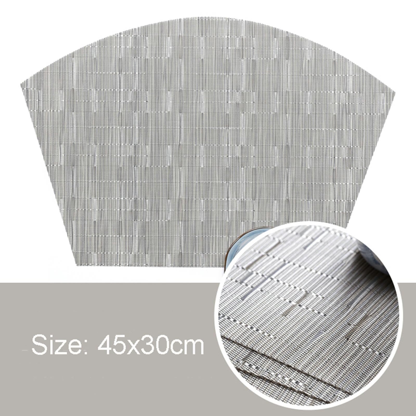 KnSam Tischsets Platzsets Textil Sektor, 6Pcs Set PVC Platzset rutschfest Sektor Einfarbig, Tischuntersetzer Waschbar Silber Grau für Esstisch, Antifouling und Leicht zu Reinigen, 45x30CM