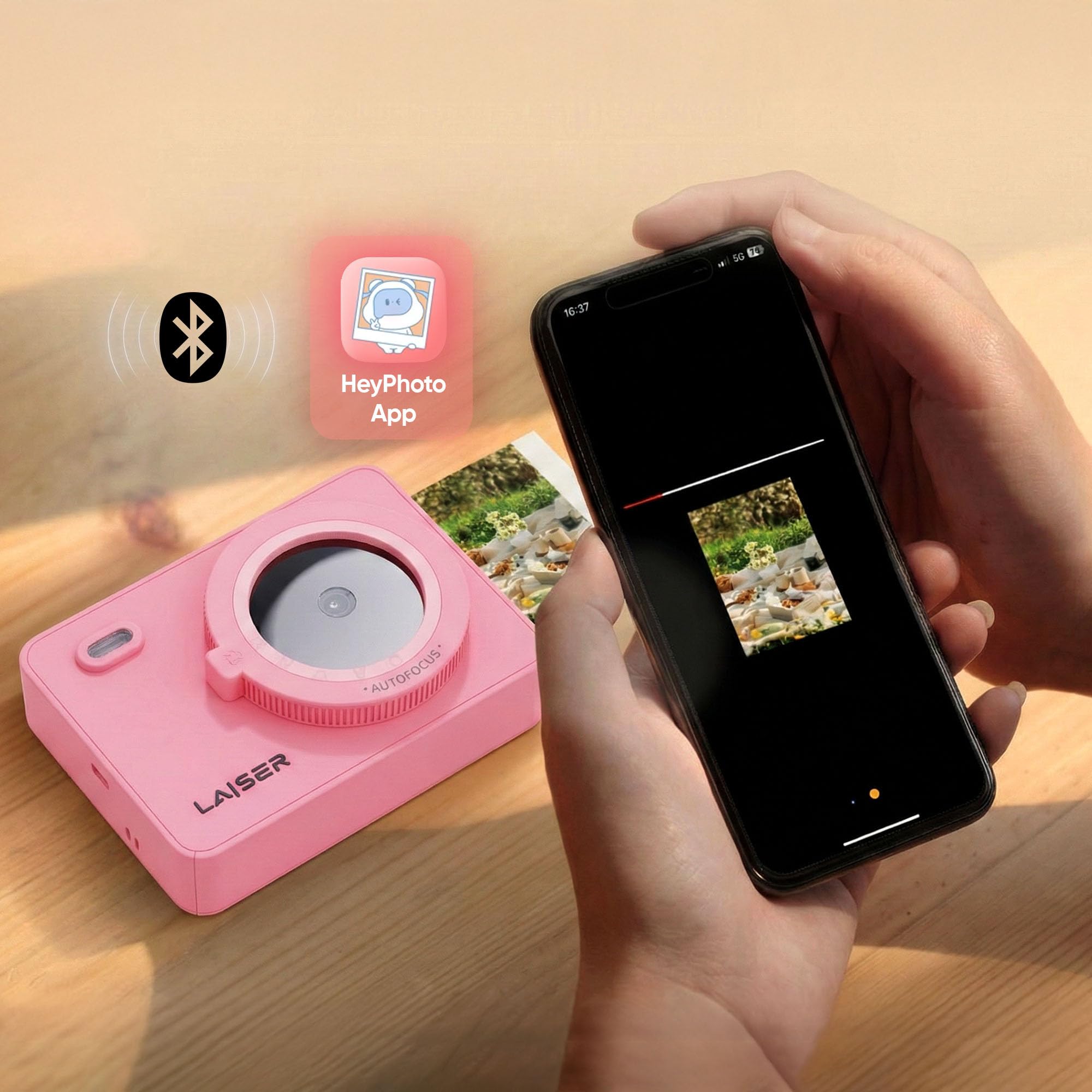 Laiser Z5s İnstant Kamera ve Fotoğraf Yazıcısı - Şipşak Fotoğraf Makinesi - Pink