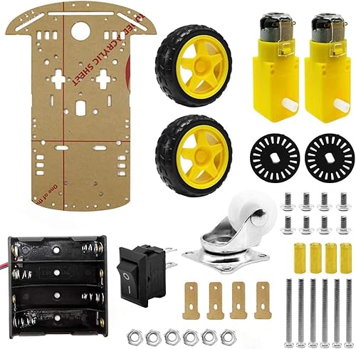 Miniatura 7 de YIKESHU 2WD Smart Robot Kit de chasis de coche con codificador de velocidad caja de batería 2 ruedas Arduino Microbit Raspberry Pi DIY Toy Adulto