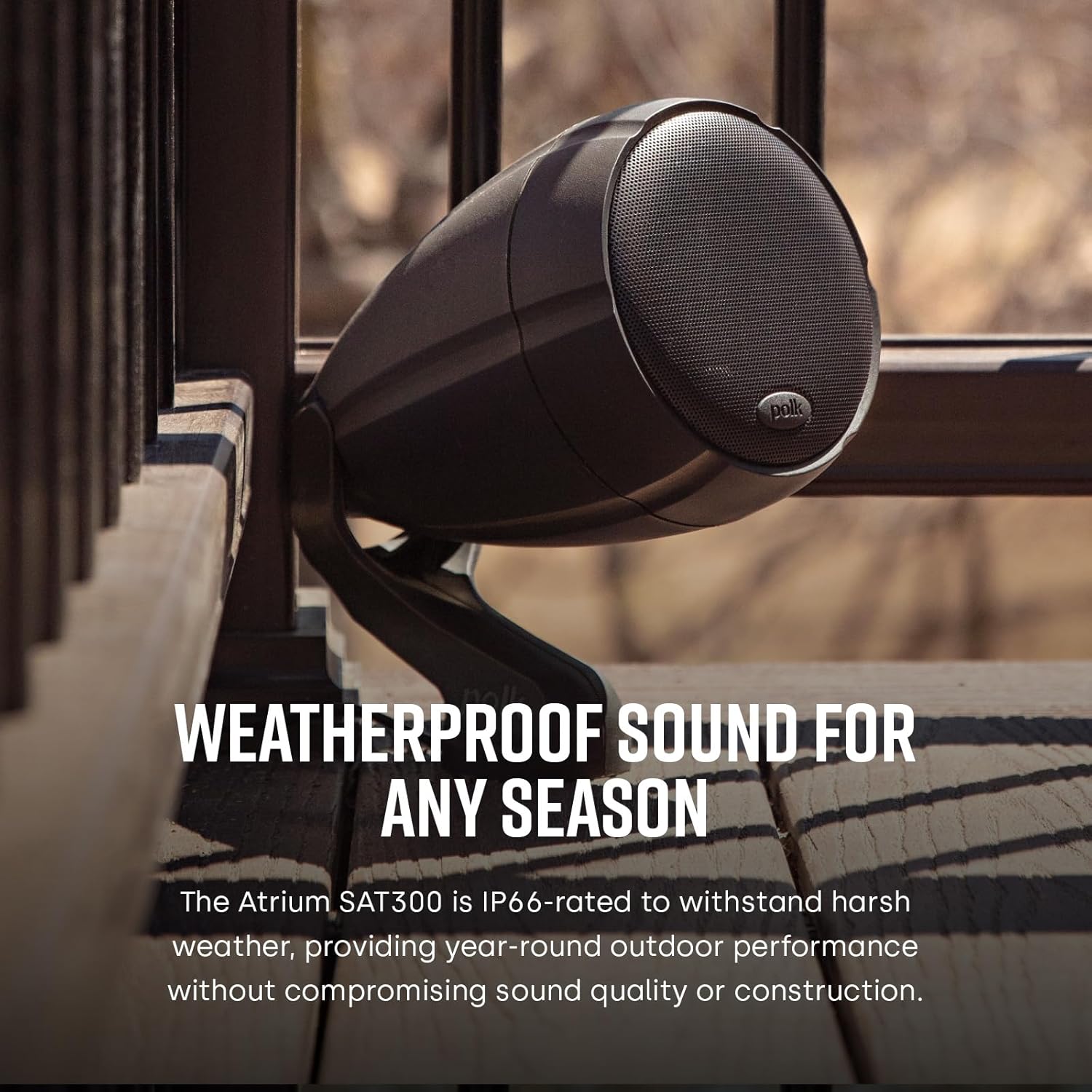 Polk Audio Atrium SAT300 Compact Outdoor Speaker – 3.5" Long-Throw Midrange Woofer & 3/4" Composite Dome Neodymium Tweeter, Anti-Theft Design, Weather-Resistant Housing, Chestnut Brown