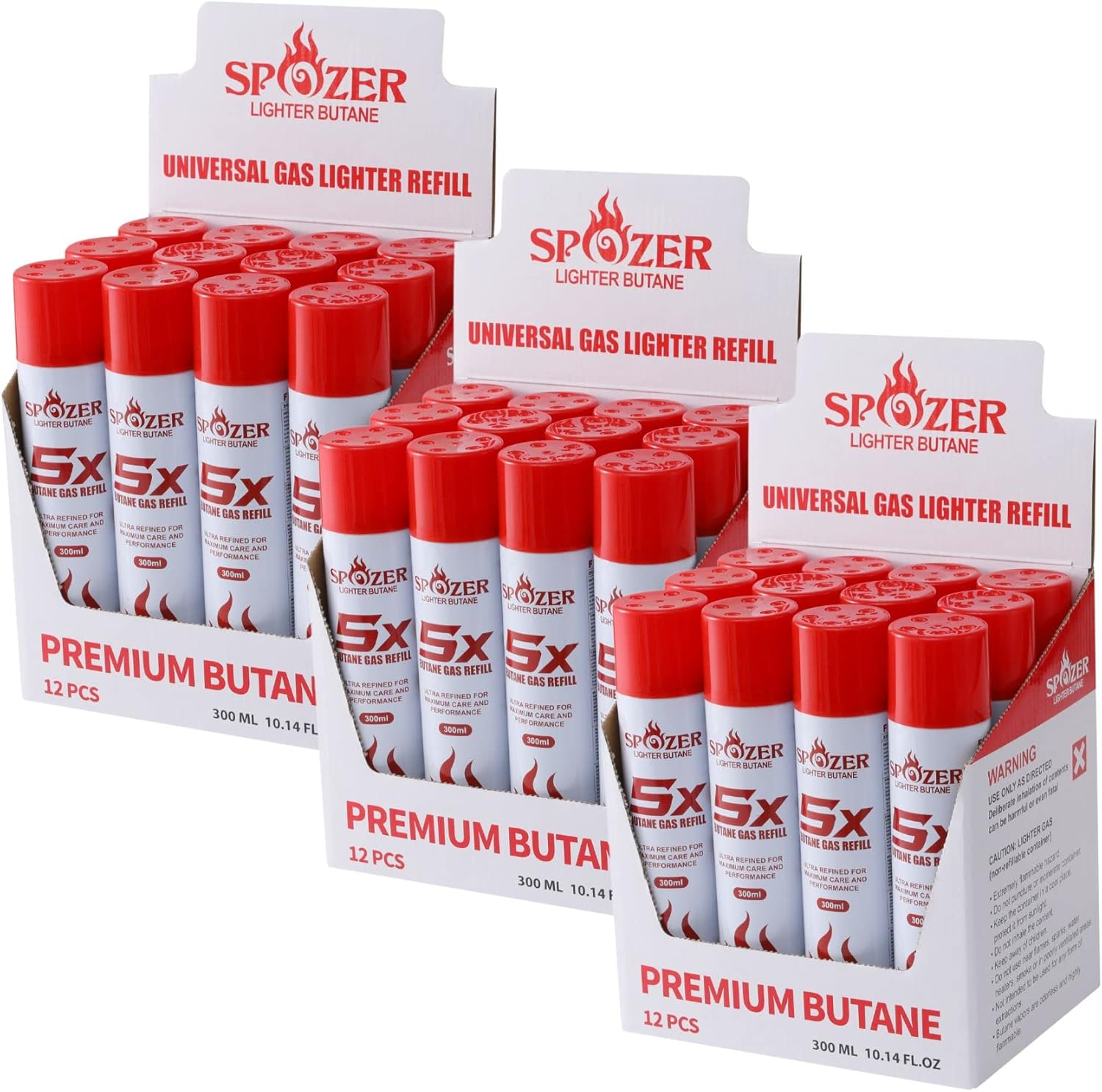 Spozer 3 Box Pack 5X Lighter Gas Refill Butane Universal