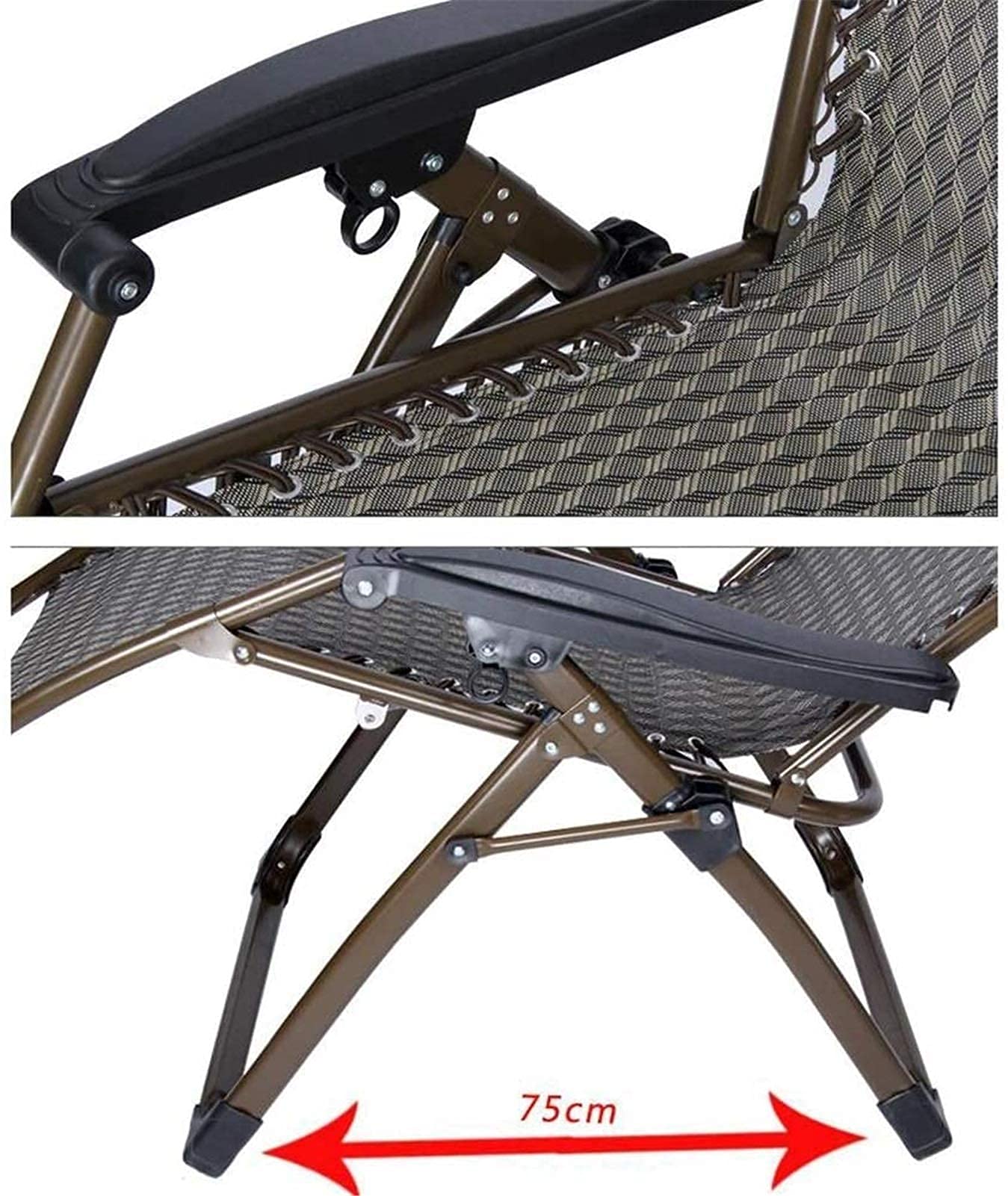 Fauteuil inclinable Chaise Longue appuie-tête inclinable Jardin inclinable Cadre en Acier lit de Camp zéro gravité Needed