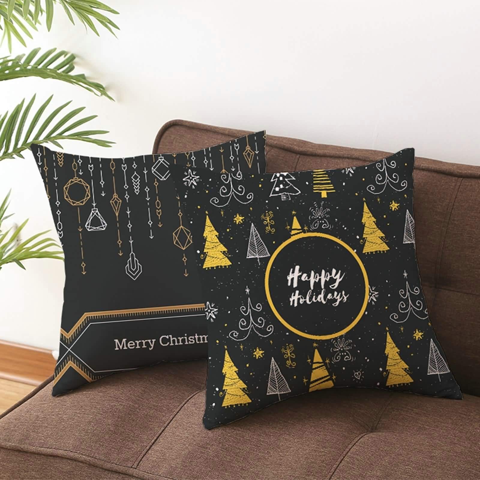 Aeici Poszewki na poduszki 4 sztuki poszewek na poduszki kanapa, choinka gwiazdy szczęśliwe święta poszewki na poduszki 40 x 40 cm poszewka na poduszkę dekoracyjną ciemnoszara