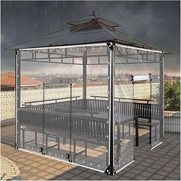 Heavy Duty Waterproof PVC Transparent Tarpaulin with Double Zip,0.5mm Thickened Vinyl Tarpaulin Tear Resistant Cover,Vinyl Curtains 100% Waterproof,with EyeletsH1.5xW3.5m/H4.9xW11.4ft