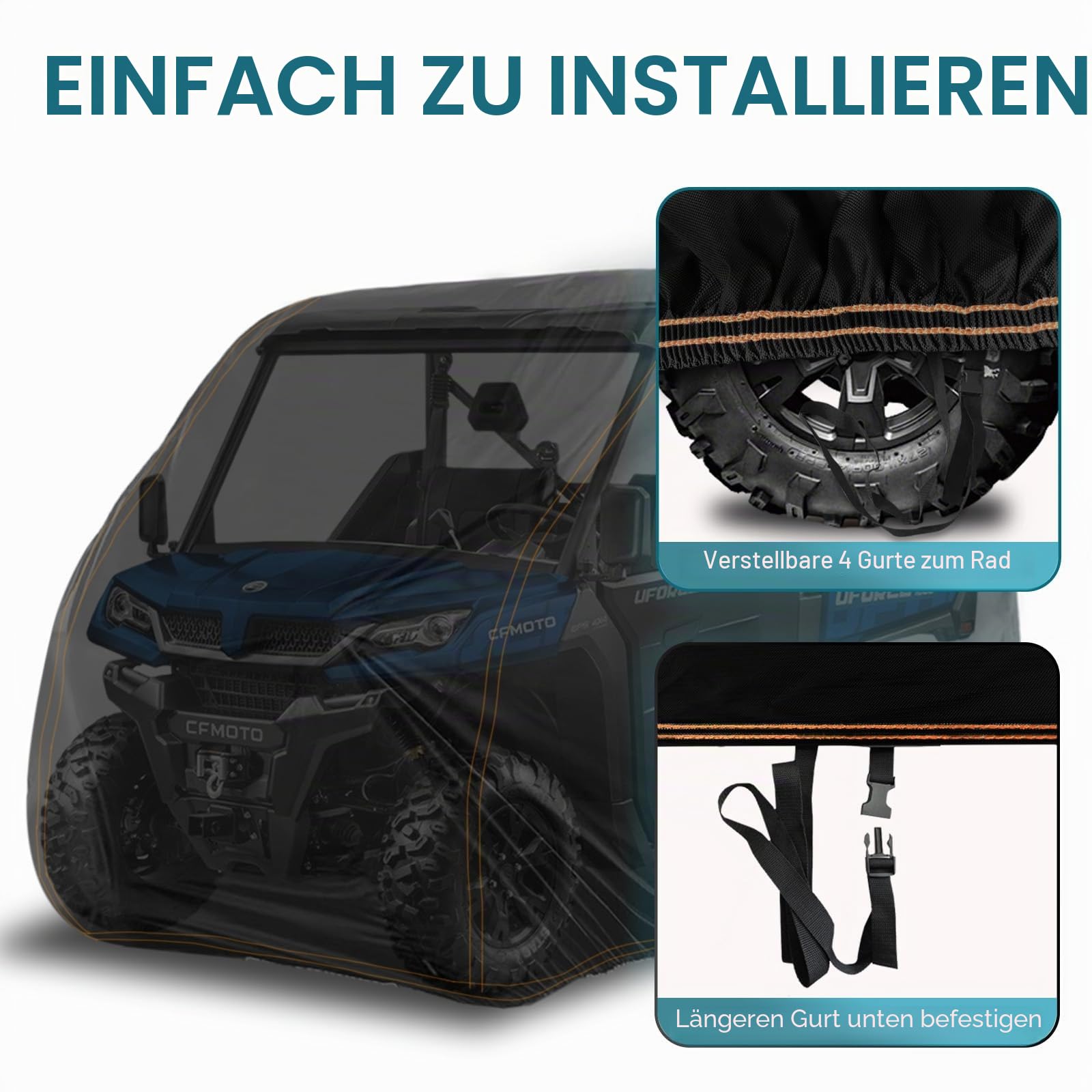 Allwetterschutz UTV Abdeckung 2-Sitzer kompatibel mit CFMOTO Uforce Zforce 500 600 800 950 1000