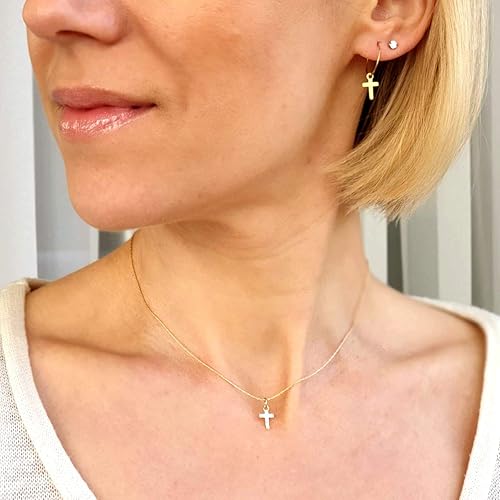 Miniatura 5 de Cross Daggle hoop earrings Gold cross earrings Minimal earrings Dainty Cross Earrings Huggie earrings 14K Gold Filled Earrings Christmas gift