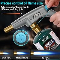 Vista 2 de BLUEFIRE Powerful Propane Torch Head, Trigger Start Mapp Gas Turbo Torch Map Gas Cooking Torch Kit with Adjust Flame, Grill Gun Torch for Cooking