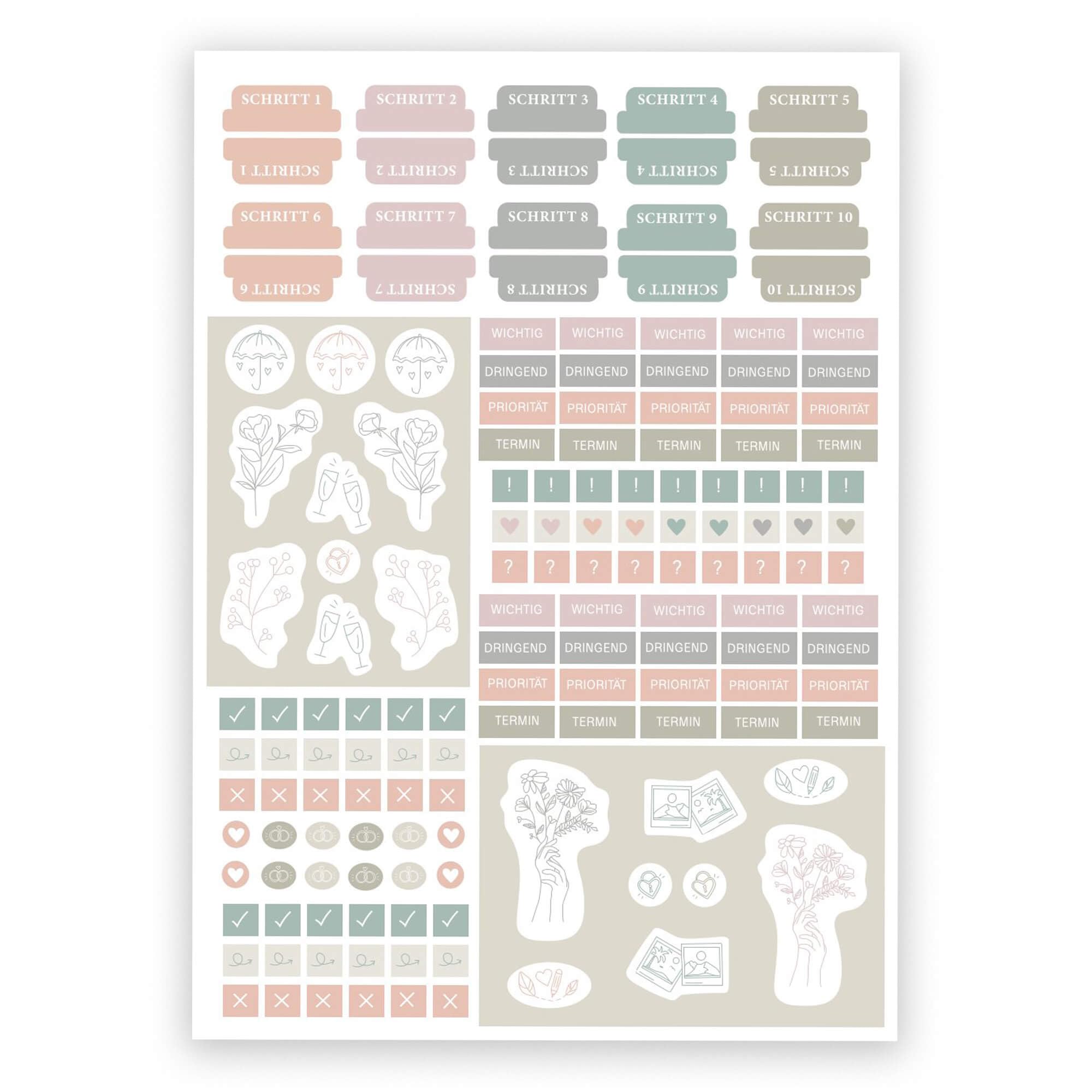 LEAF & GOLD® Wedding Planner - Lovingly designed, 180 pages, hardcover with book closure, sticker sheet, made in Europe, 17 x 24 cm - Image 2