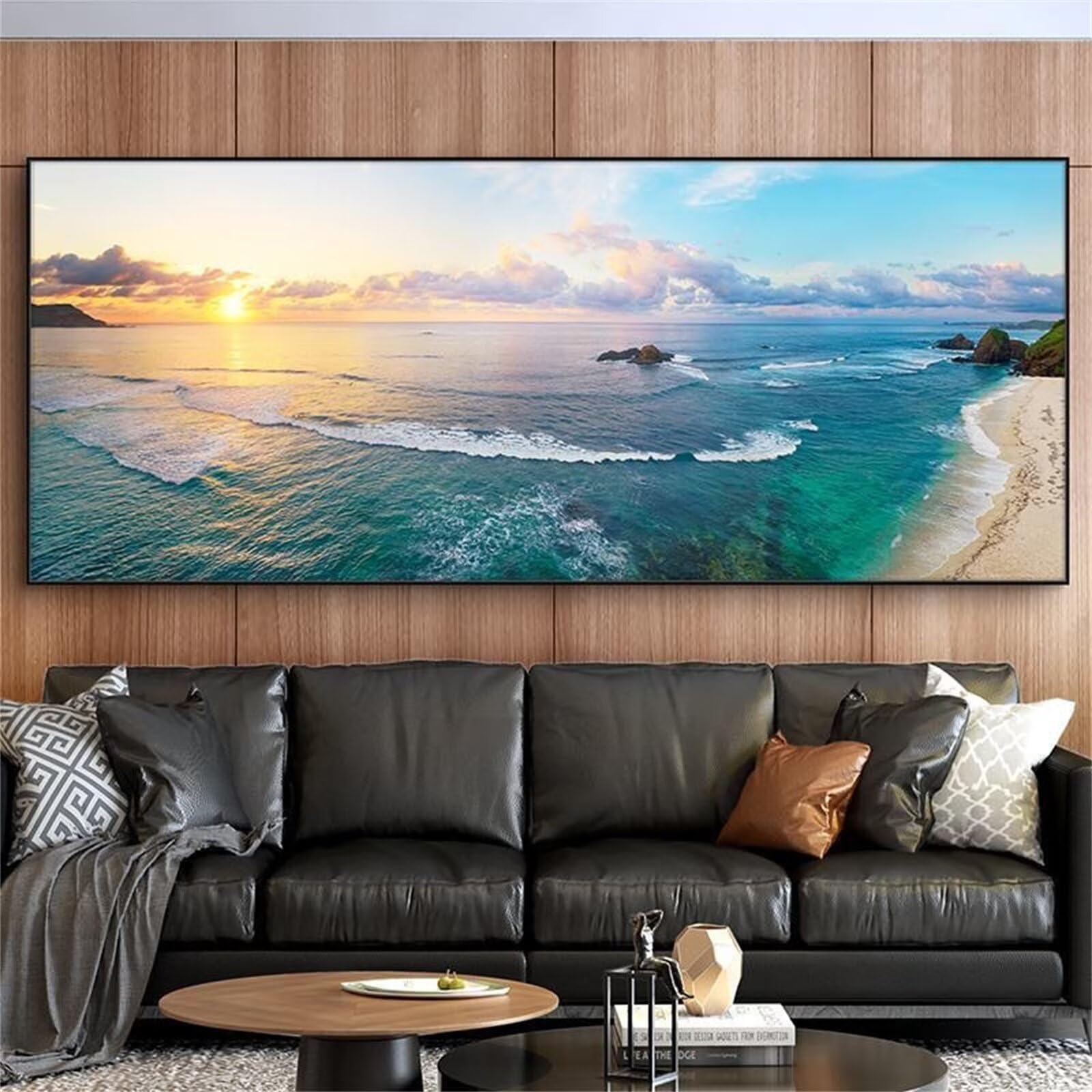 Broderie Diamant Grand Format 70x140cm Peinture Diamant Kit Complet Point de Croix Plage L-11630
