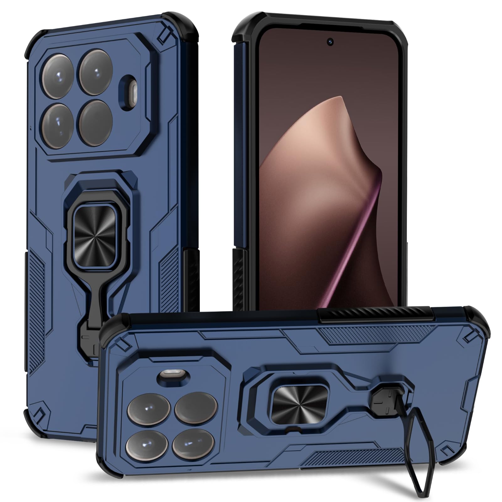 Funda para Samsung Galaxy A13 4G con Cristal Templado Protector Pantalla, Carcasa Antigolpes con Soporte anular metálico, Case Protectora de Grado Militar, Negro — view 250