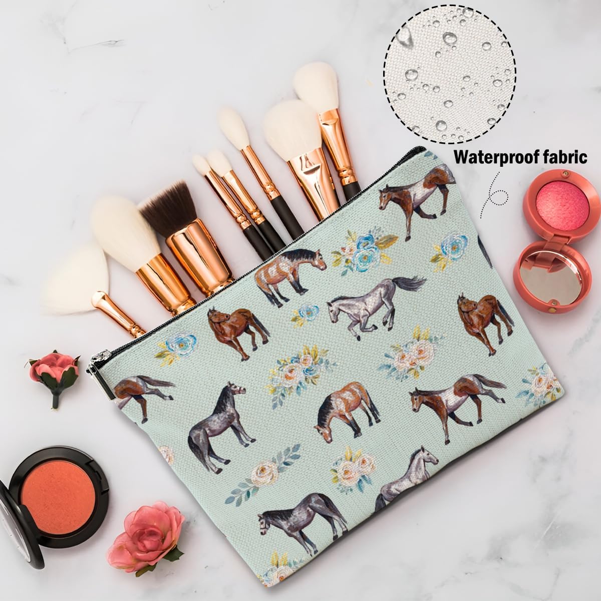 Horse Gifts Makeup Bag Cosmetic Bag Travel Pouch, Animal Lovers Gifts for Horse Lovers Women Girls Daughter Sisters Coworker Best Friend Friendship Graduation Birthday - Image 4