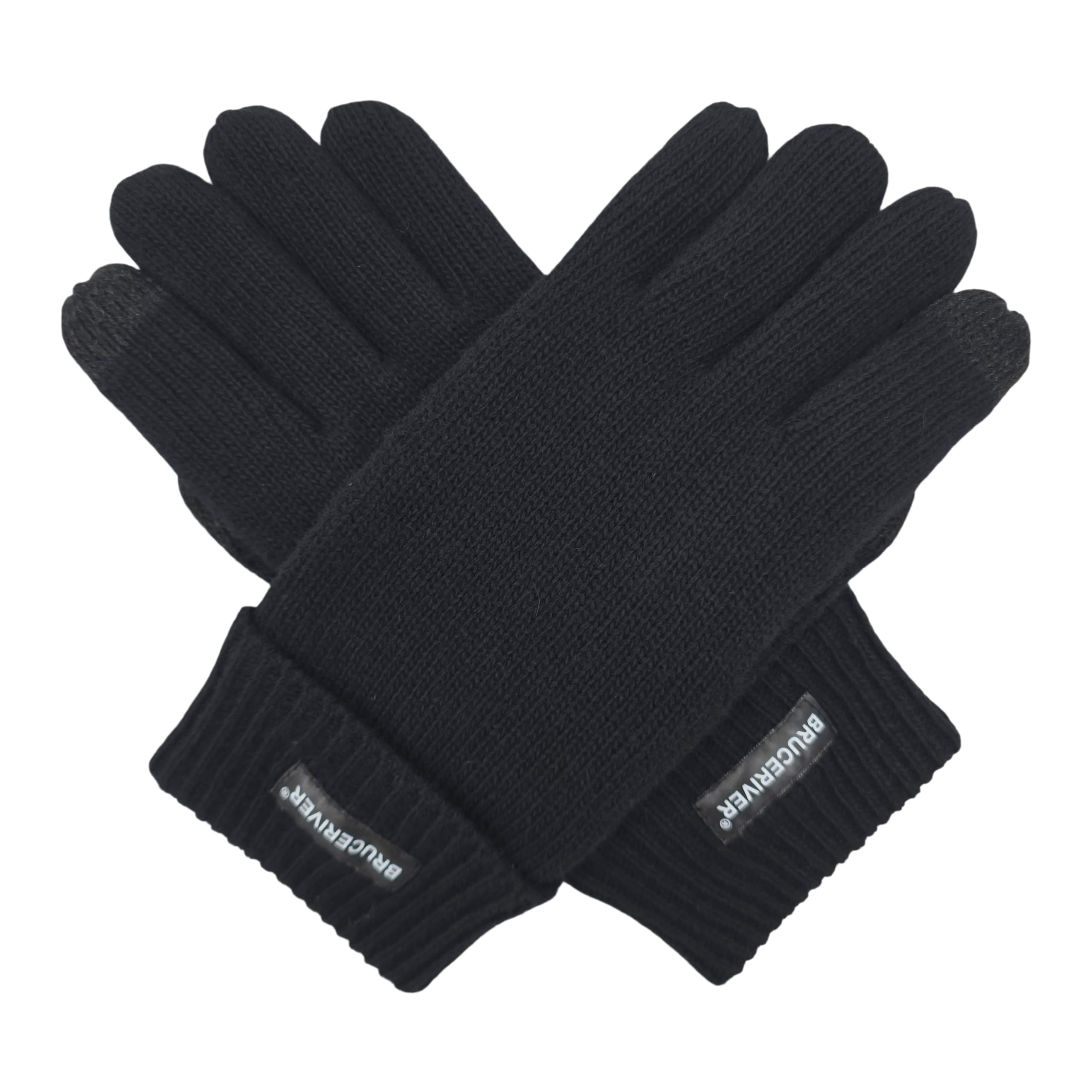 BRUCERIVER Men's Pure Wool Knitted Gloves