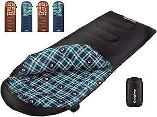KingCamp for Adults, Winter | Flannel Lined Cold Weather 4 Season Sleeping Bag Sacos de Dormir Grandes y Altos, Ligeros, Resistentes al Agua para Camping, mochileros, Senderismo, Color Negro Derecho