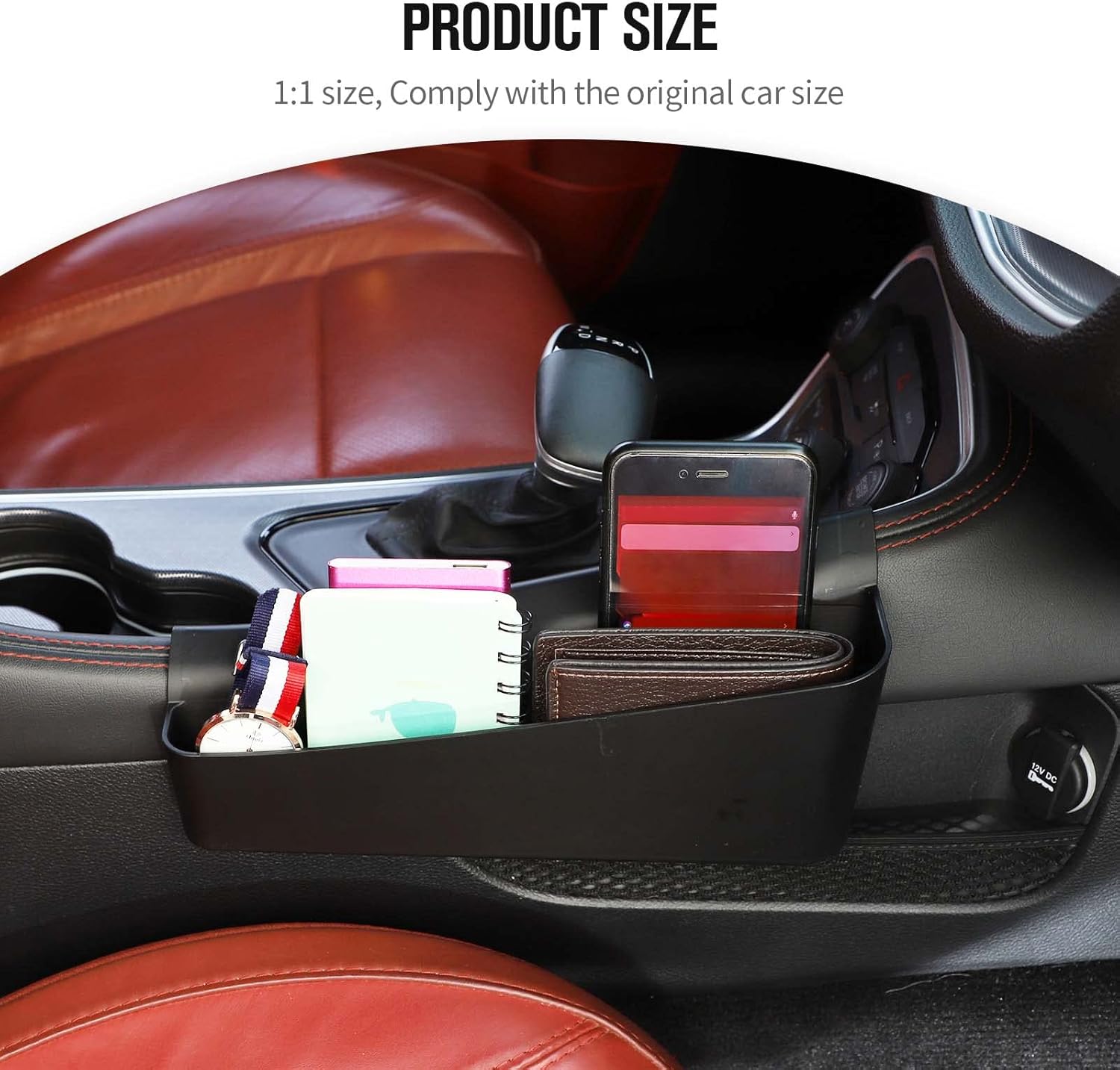 JeCar Storage Tray Gear Shifter Storage Organizer Interior Accessories Compatible with Dodge Challenger 2015-2023, Black