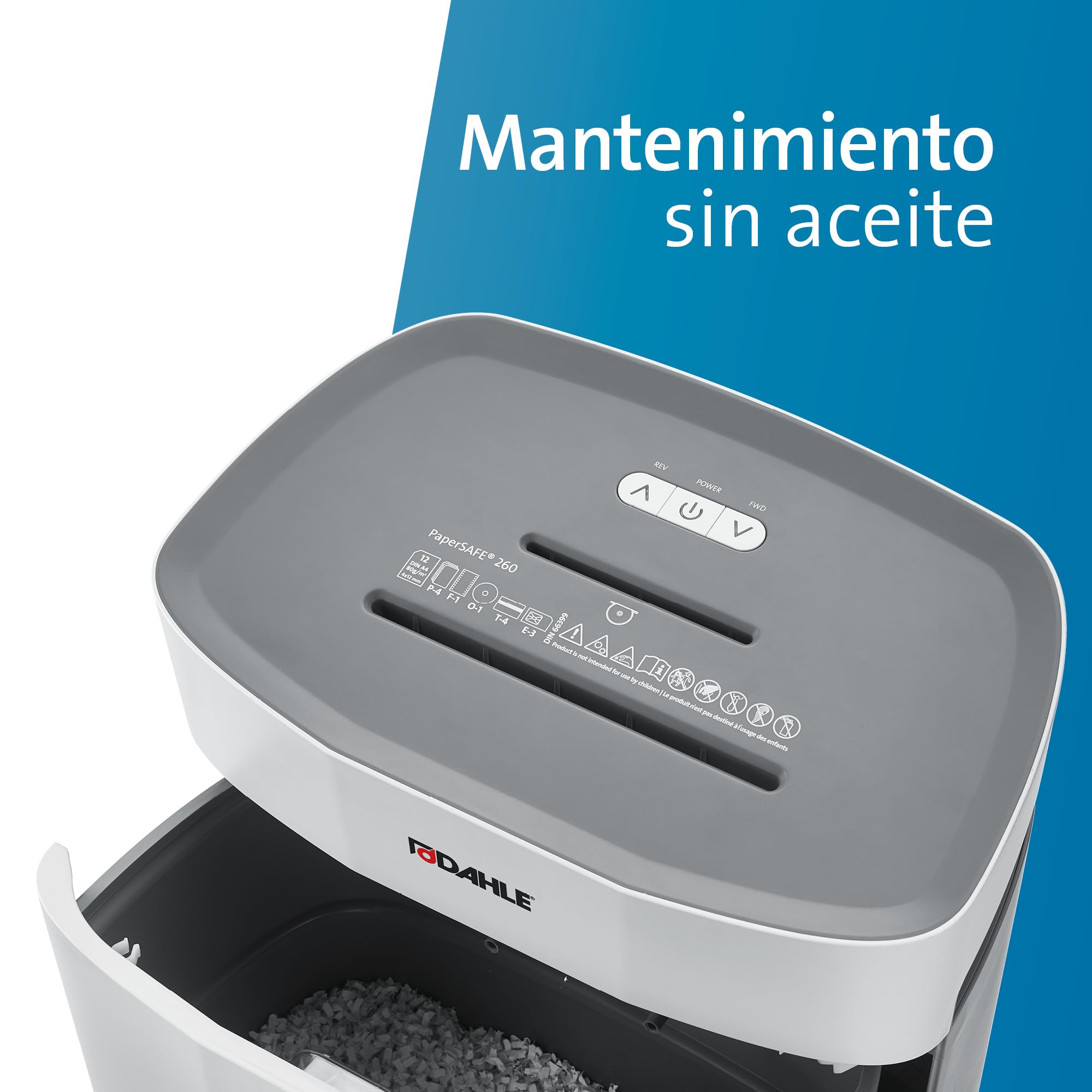 Dahle PaperSAFE PS 240 Destructora de papel, 10 hojas, P4, corte partículas, 25 litros, gris