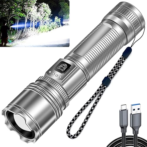 Miniatura 1 de StarLume Linternas LED recargables de alto lúmenes, 90000lm linterna EDC súper brillante, zoomable, 5 modos, impermeable, potente luz táctica de