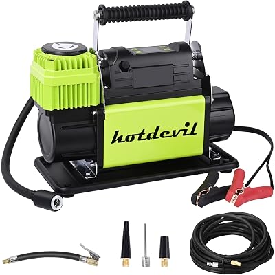 Hotdevil 12V Digital Offroad Air Compressor Preset Target Pressure Auto Stop 150PSI Tire Inflator Portable Single Cylinder Heavy-Duty Air Pump for Trucks Car SUV 4x4 Vehicle RV Tires