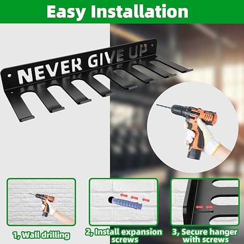 Miniatura 7 de Accesorios de gimnasio en casa, equipo de almacenamiento para el hogar, 8 ganchos, exhibición, barras de engranaje, bandas de resistencia, cuerdas