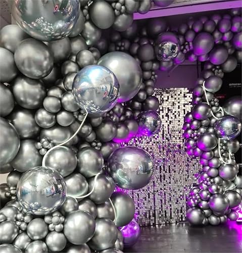 Miniatura 7 de MOXMAY - Globos metálicos plateados, 50 unidades de globos plateados de 12 pulgadas de cromo de látex para guirnalda de globos o arco como