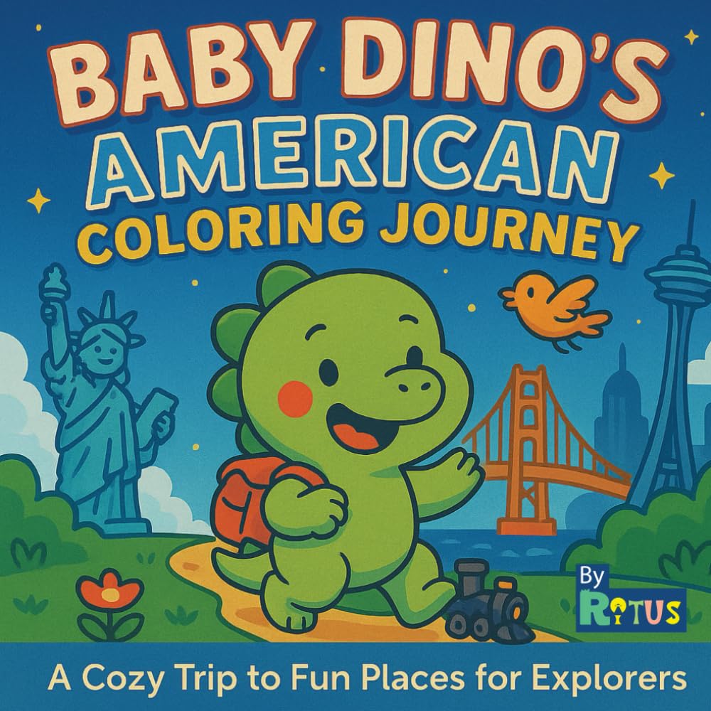 Baby Dino's American Coloring Journey: Baby Dino’s USA Adventure: A Cozy Coloring Book for Adults and Kids with Cute Forest Scenes, Mountain Magic & American Wonder!