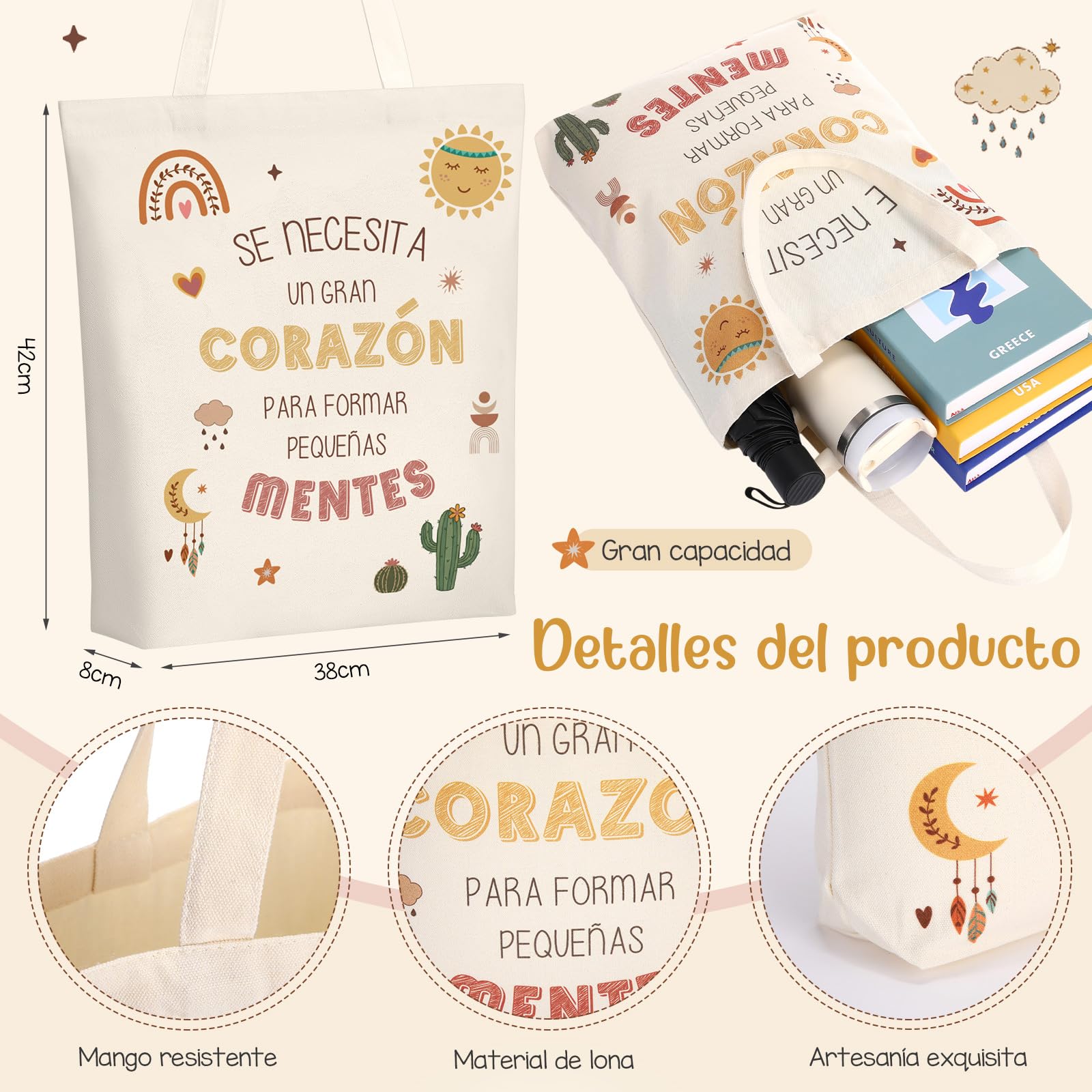 BBTO Set de 7 Piezas Regalo de Agradecimiento para Maestra Bolsa de Compras Neceser de Maquillaje Cuaderno Bolígrafo Llavero Marcapáginas Tarjeta Sobre Regalo para Profesore Graduación Fin de Curso