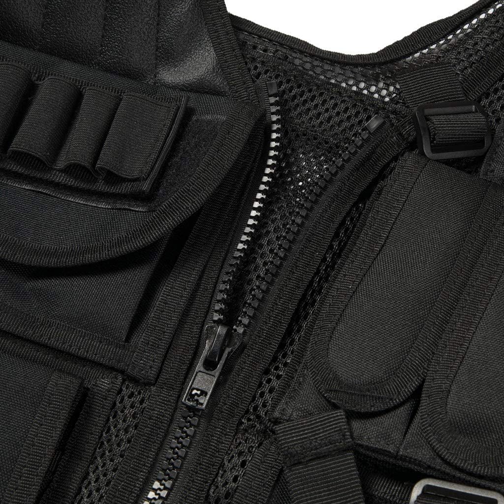 Tactical MOLLE Game Vest Adjustable Training Vest Detachable for Hunting Mountaineering Outdoors for Slim Person (Black)