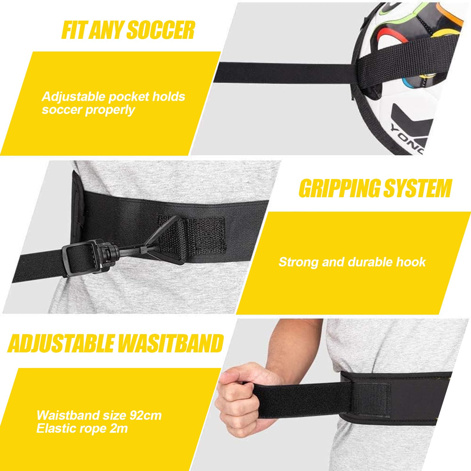 Entrenador de Calcio con Cuerda Elástica, Entrenamiento de Fútbol Kick Trainer, Rebote Automático, Elástico Regulable