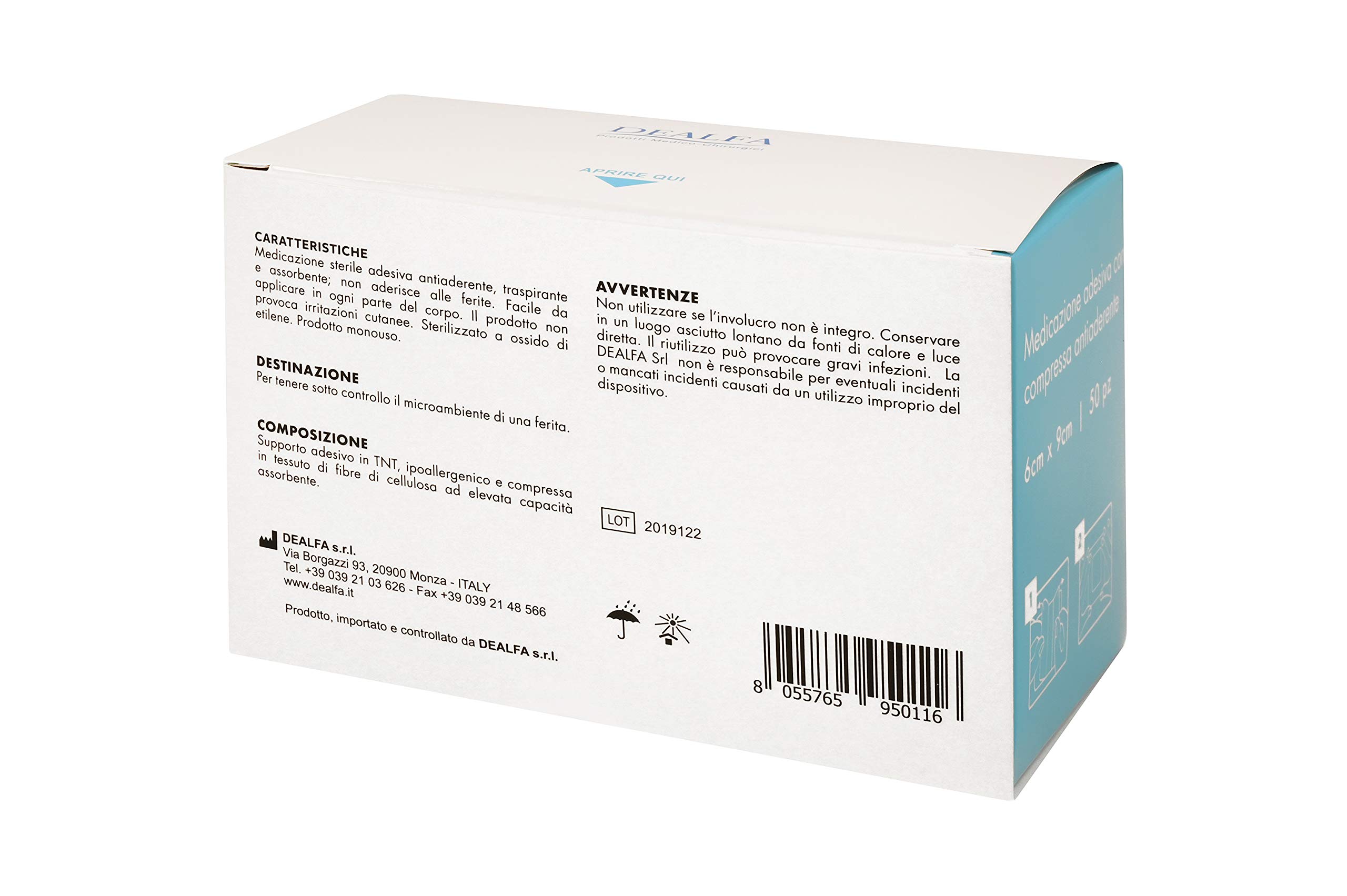TOUCHMED Cerotto Adesivo Sterile in TNT con Compressa Antiaderente - 6x9 cm - Traspirante e Assorbente - Ottima Adesività - Monouso - Confezione da 50 Pezzi