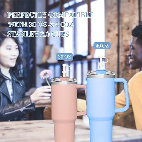 Miniatura 6 de Juego de 3 tapones de silicona a prueba de derrames, compatibles con Stanley Cup 1.0 de 40 onzas30 onzas, accesorios para vasos, incluye 4 tapas de