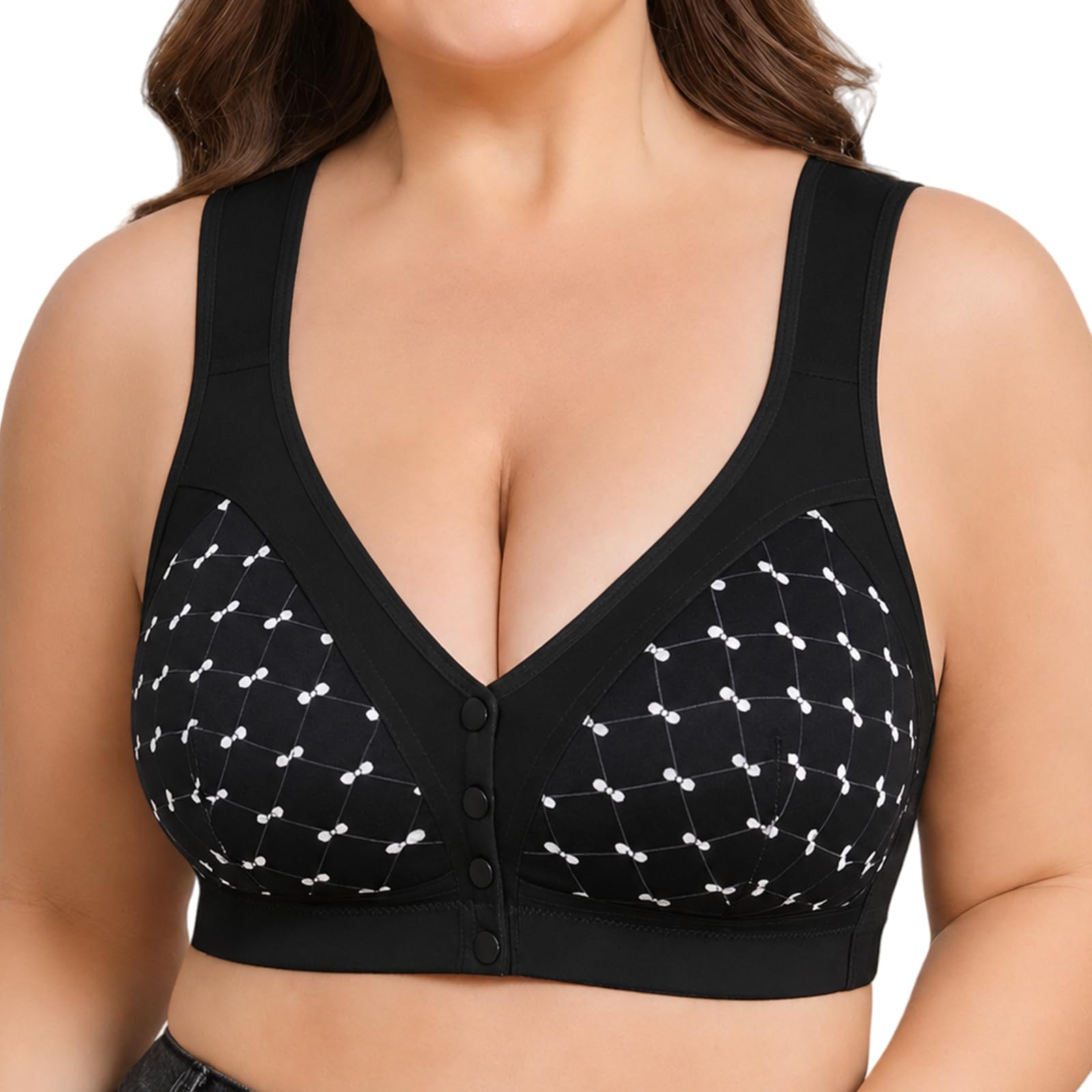 Sujetadores Mujer Sin Aros Pack De 4 Cierre Delantero Sostenes Tallas Grandes Top Comodo Push Up Transpirable Tirantes Anchos para Dormir Y Uso Diario Ropa Interior