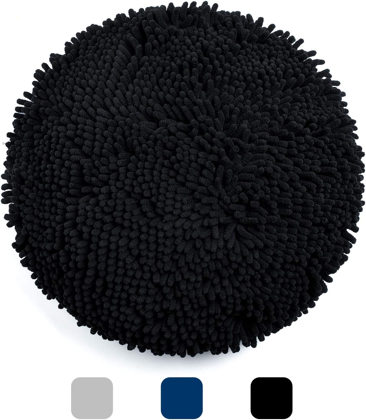 PRETIGO Toilet Lid Cover,Plush Luxury Shaggy Chenille Toilet Seat Cover,Fits Most Bathroom Toilet Lids(16.5",Black)…