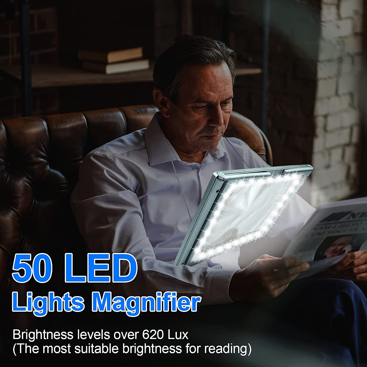 Magnifying Glass with Light for Books with 4X Large Lens and 50 LED Lights - Image 2