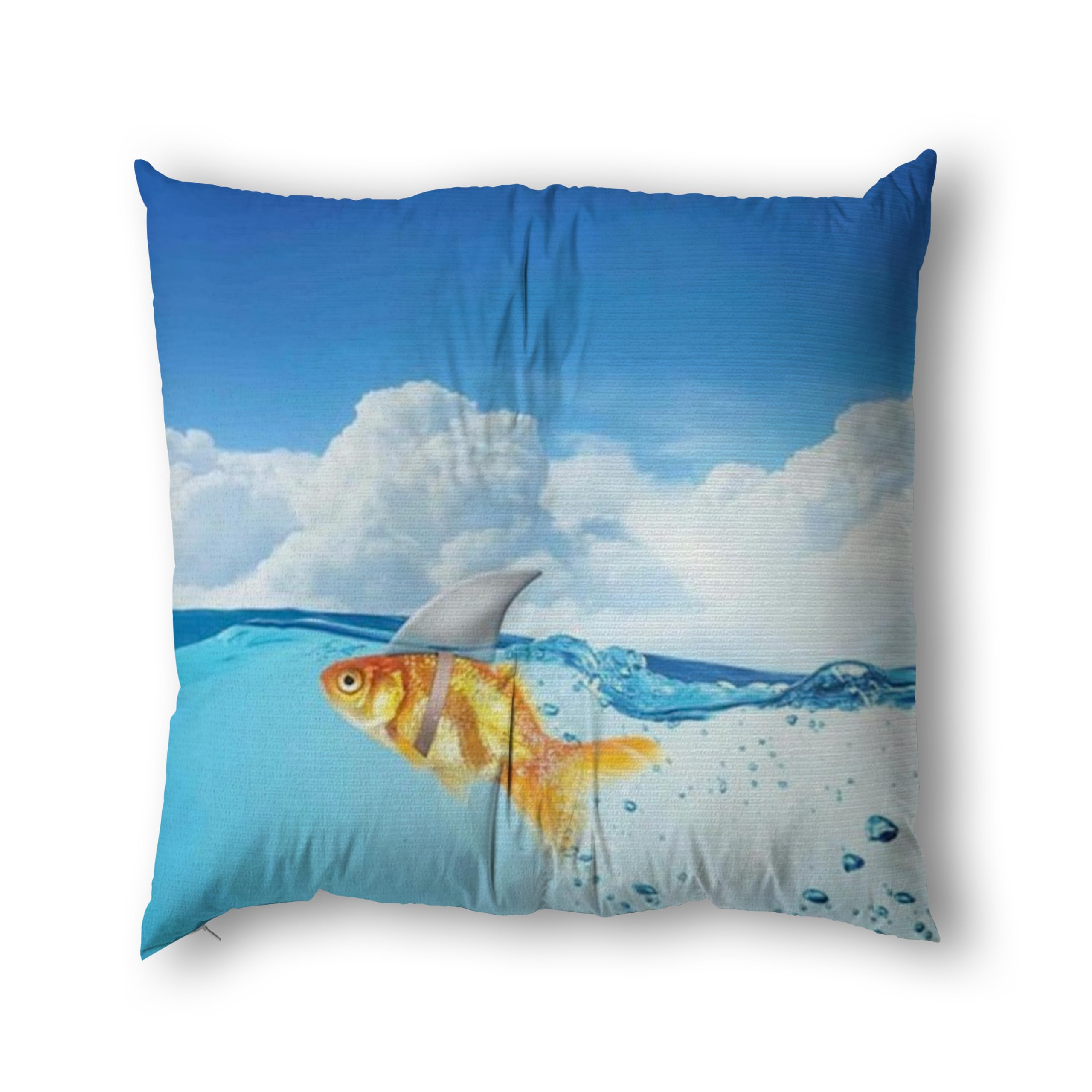 ELTIVNOS Goldfish,Throw Pillow Covers,Little Goldfish in Water,Soft Decorative Throw Pillows case for Couch, Bed Home Decor,Blue,16x16in