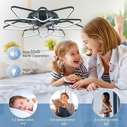 Miniatura 2 de Ventilador de techo de 39 pulgadas con control remoto por aplicación de luces, moderno ventilador de techo sin aspas con luces, ventilador de techo